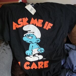 Smurf Angry Graphic Tee - Black, Blue & Orange